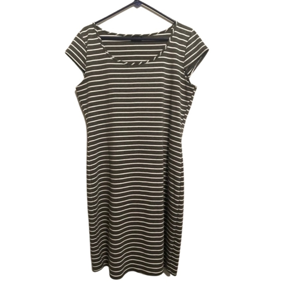Alloy Gray and White Striped Midi Dress